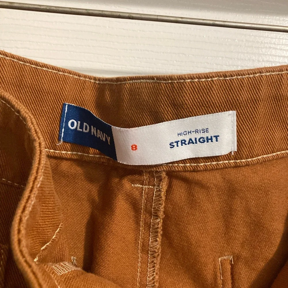 Old Navy Women's Straight Leg Painter Pants in Rust Brown - Picture 3 of 7